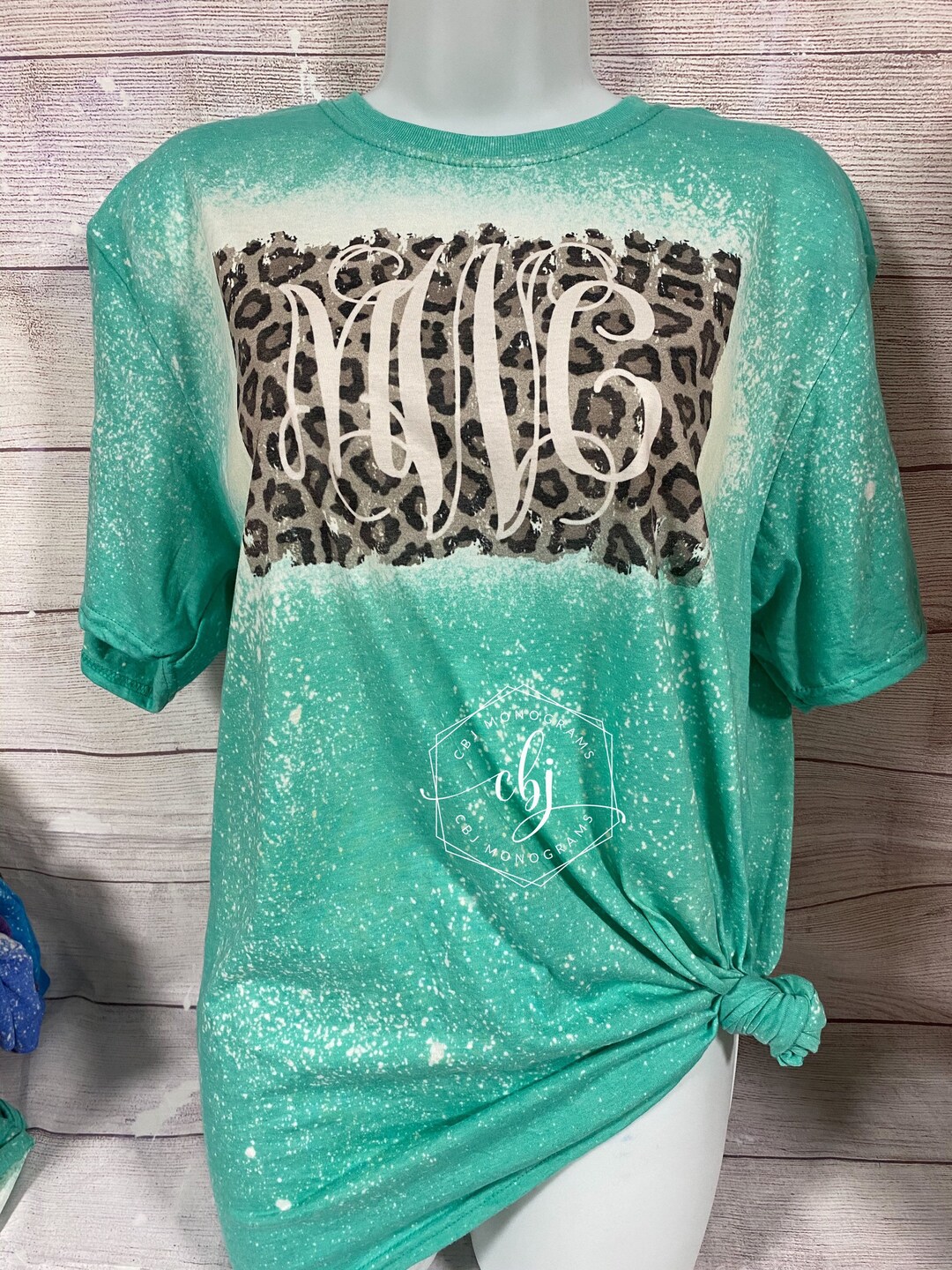 Monogrammed Snow Leopard Bleached Shirt - Etsy