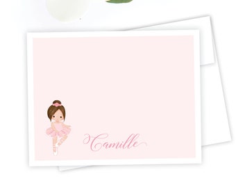 Ballerina NoteCard · Kid's Stationery · Girl Thank you Card · Personalized Card and Envelope · Girl Stationery