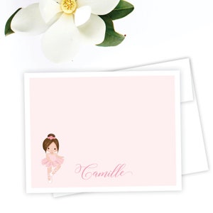 Ballerina NoteCard · Kid&#39;s Stationery · Girl Thank you Card · Personalized Card and Envelope · Girl Stationery