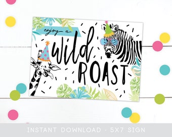Wild Roast Coffee Bar Birthday Sign · Party Printables · Food Party Sign · Birthday Decor · Black and White Zoo Theme · Instant Download