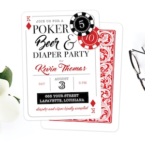 Daddy Diaper Shower · Poker Party · Invito al baby shower papà · Carte stampate o digitali · Poker Birra e Pannolini · Poker e Coccole
