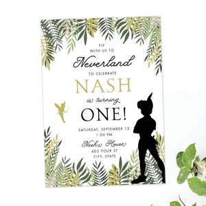 Invitation à l’anniversaire de Peter Pan · Parti Neverland · Première invitation d’anniversaire · Ne jamais grandir · Carte imprimée ou numérique · Anniversaire de garçon