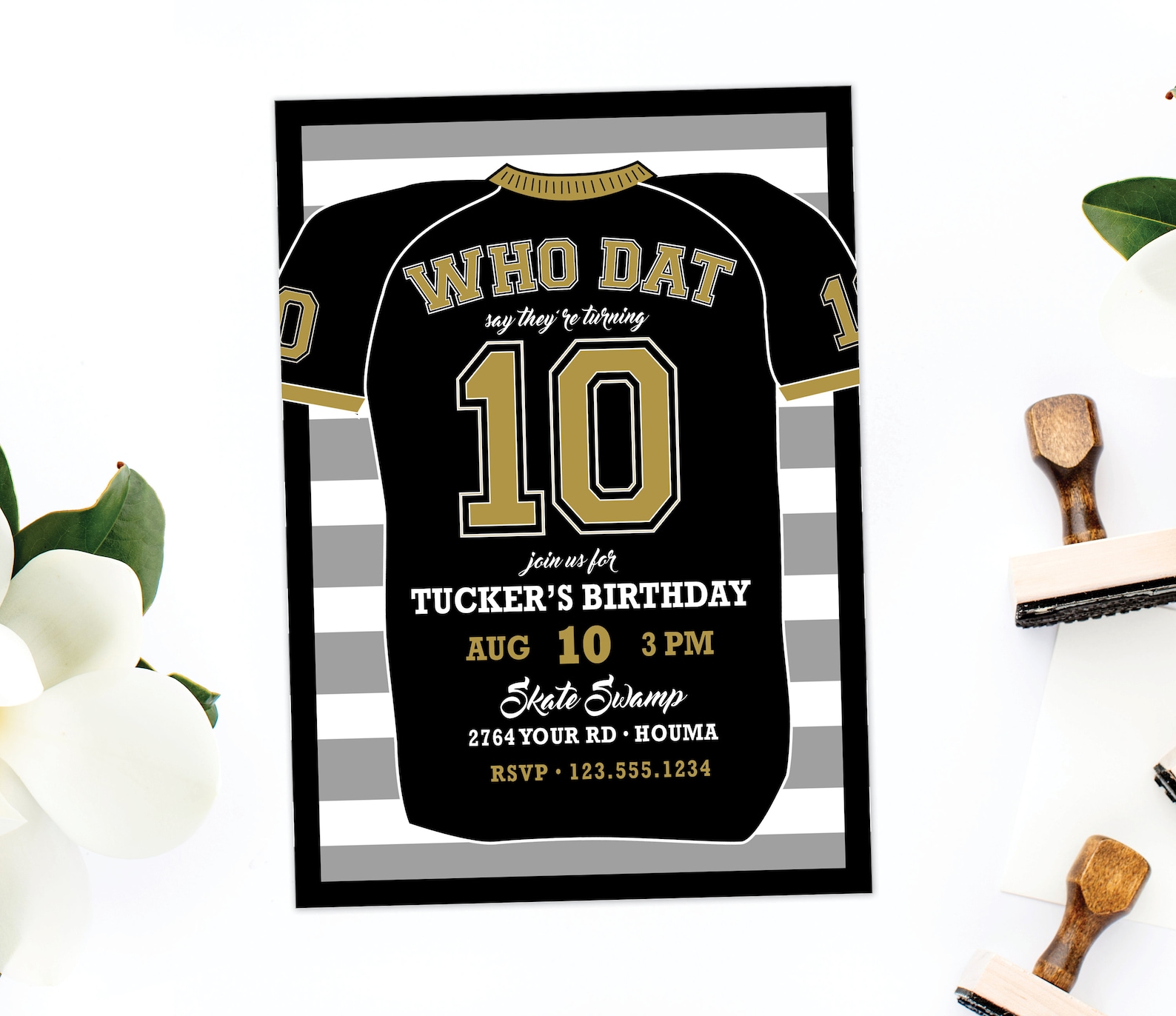 New Orleans Saints Football Birthday Invitation Football | Etsy