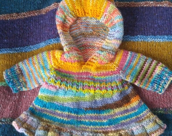 Fits 15/" /& 18/" Dolls Soft Orange /& White Stripe Sweater and Hat