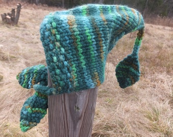 Hand Knit Merino Gnome Hat, Pixie Baby Hat, Newborn Photo Prop, Gender Neutral Baby Hat, Baby Shower Gift, Elf Hat, OOAK Hat