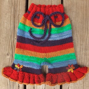 Handknit Wool Shorts, Wool Soaker, Wool Diaper Cover, Cloth Diaper Cover, size Medium, 6-18 months