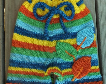 Handknit Wool Shorts, Wool Soaker, Wool Diaper Cover, Cloth Diaper Cover, size Large, 12-24 months