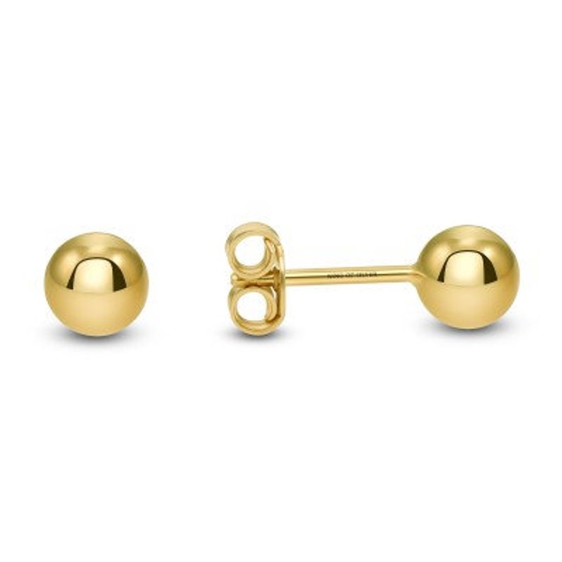 Engagement 6MM Ball Studs Earrings Wedding Gift Yellow Gold .925 Sterling Silver anniversary