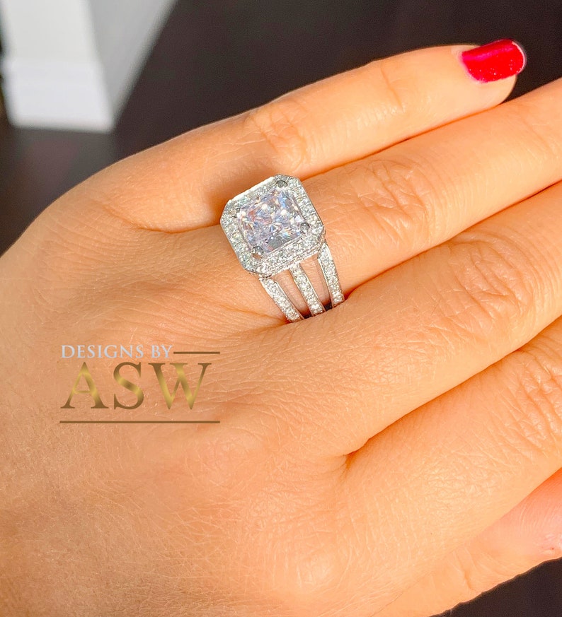 Huge 14k Solid and Heavy White Gold Princess Cut Forever One Etsy