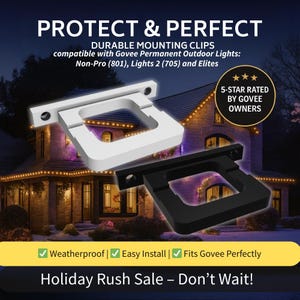 Govee Compatible – Non-Pro (801), Lights 2 (705), Elites (+ Costco) - Permanent Outdoor Lights Mounting Bracket - 8MM Horizontal Mount