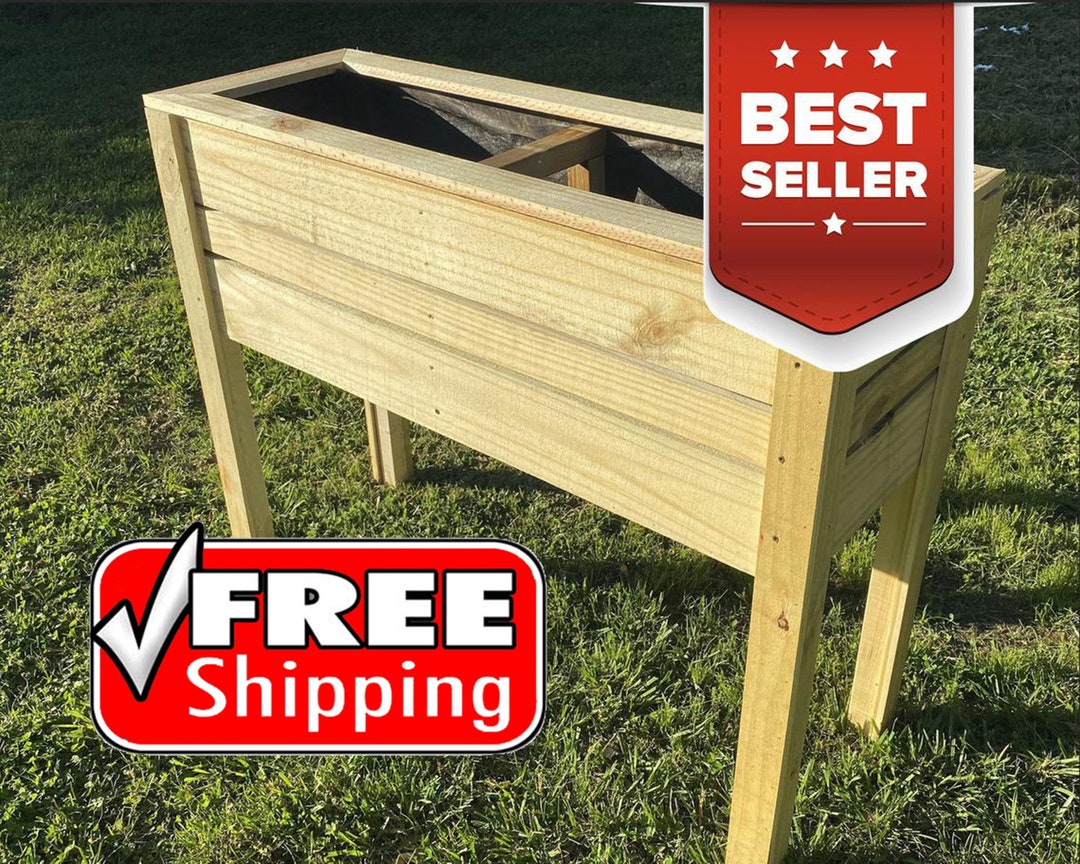 Wood Rectangular Raised Planter Box 26 Tall 15 Deep Etsy