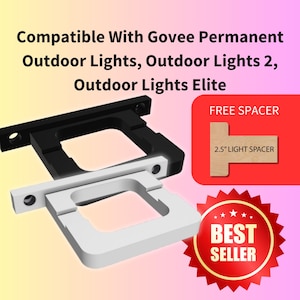 Govee Compatible – 801 & 705 Series - Outdoor Lights, Outdoor Lights 2, Elites - Permanent Mount Bracket - 8MM Horizontal Mount - FREE GIFT