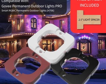Govee Compatible Pro (H706) - Permanent Outdoor Lights Pro Clips Mounting Bracket – Soffit Clip Mounts - FREE 2.5&quot; SPACER