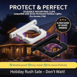 Govee Pro (H706) Permanent Outdoor Lights Clips Mounting Bracket – 8mm HORIZONTAL Mount