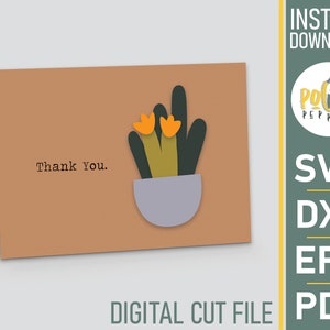 Simple Thank You Card and Envelope Template | Papercut SVG Card Cut File | Cricut Silhouette DIY