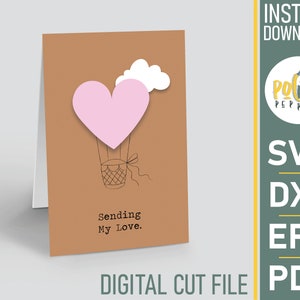 Modèle de carte et d'enveloppe d'amour d'envoi simple | Papercut SVG carte coupe fichier | Cricut Silhouette DIY