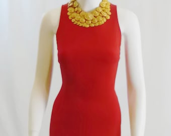 Early 90’s GIANNI VERSACE COUTURE  red  halter  gown  fishtail  long dress 42  size 42 6/8