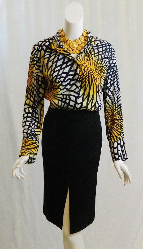 Vintage VERSACE Optical Print Blouse