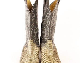 Tony Lama Python Vintage Mens Cowboy Boots Size 9 1/2