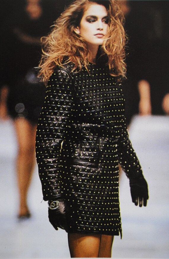 Important 1980's  Vintage VERSACE Studded Leather… - image 2