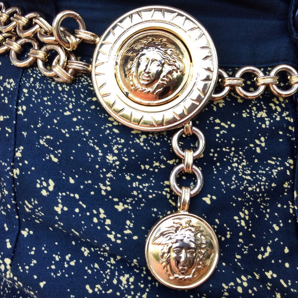 Vintage VERSACE Gold Medusa Chain Belt