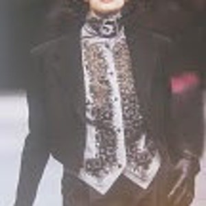 1980&#39;s Vintage VERSACE Top Prince of Wales Check Fabric with Lace Inserts