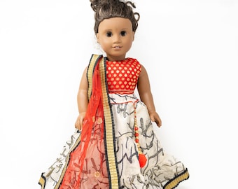 Indian Dress (Lehenga) to fit 18" Doll