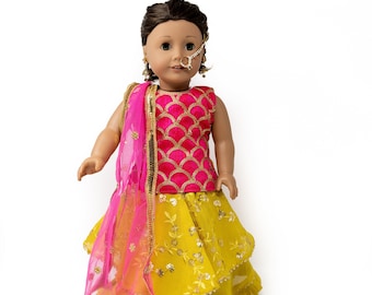 Indian Dress (Lehenga) to fit 18" Doll