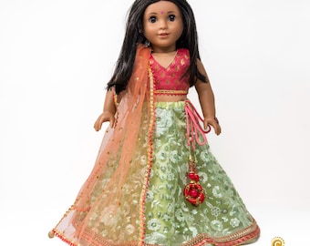 Authentic Indian Lehenga Outfit for 18" Doll