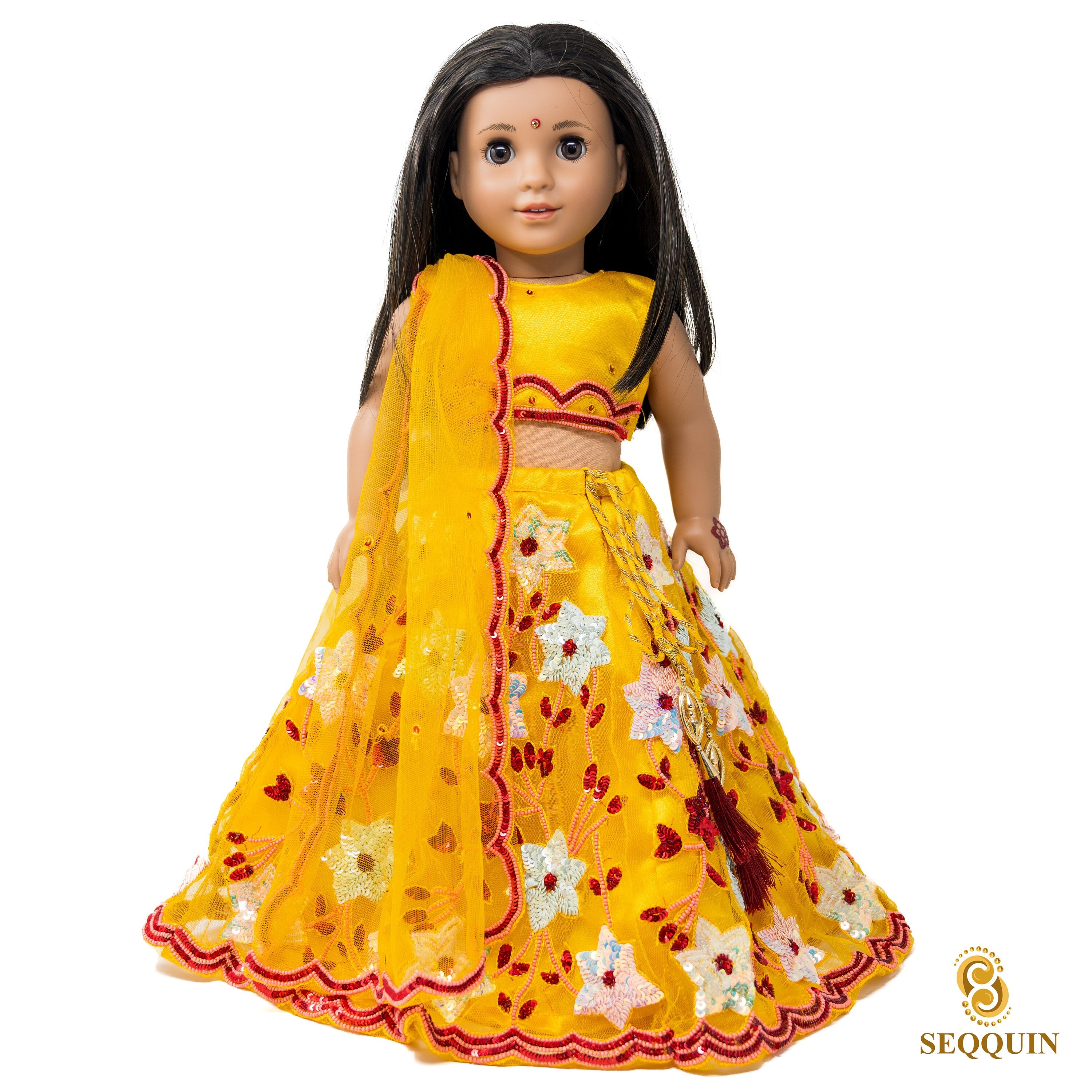 Indianerkleid (Lehenga) passend für 18"Puppe