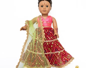 Indian Dress (Lehenga) to fit 18" Doll