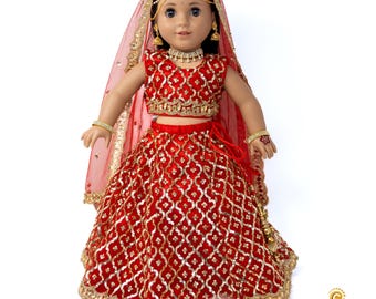 Indian Dress (Lehenga) to fit 18" American Girl Doll
