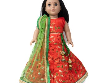Indian Dress (Lehenga) to fit 18" Doll