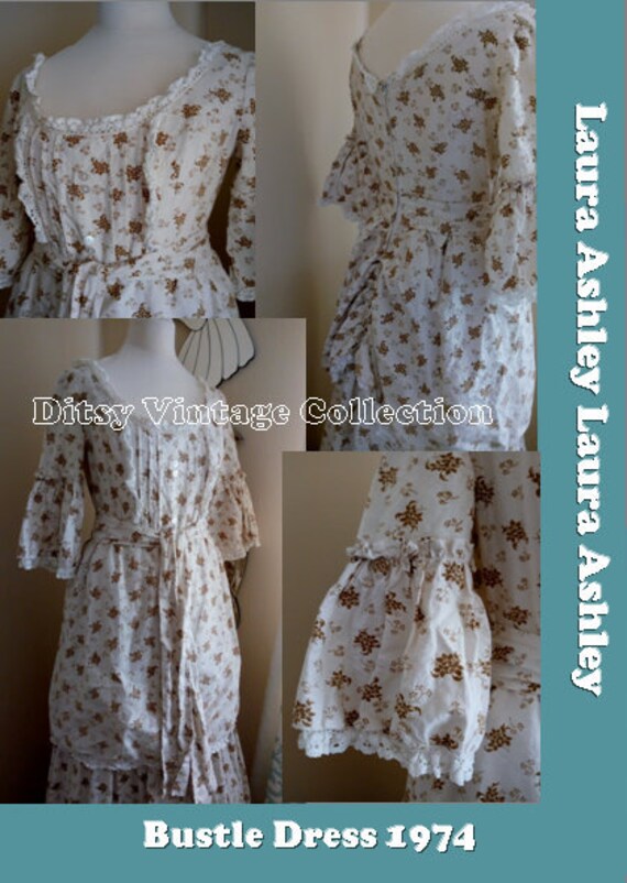 LAURA ASHLEY bustle dress - 1970S - Rare Collectib