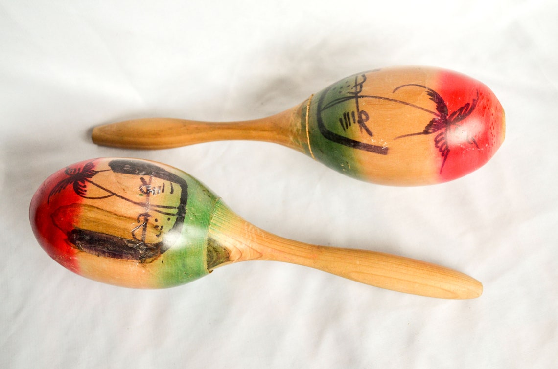 Vintage paar von Hand bemalt mexikanische maracas Holz Baby Etsy