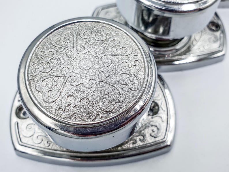 Set 2 Silver Interior Dummy Door Knobs Handles Drawer Pulls, Dresser Modern Chrome Round Knobs, cabin bathroom drawer pull, Vintage Hardware