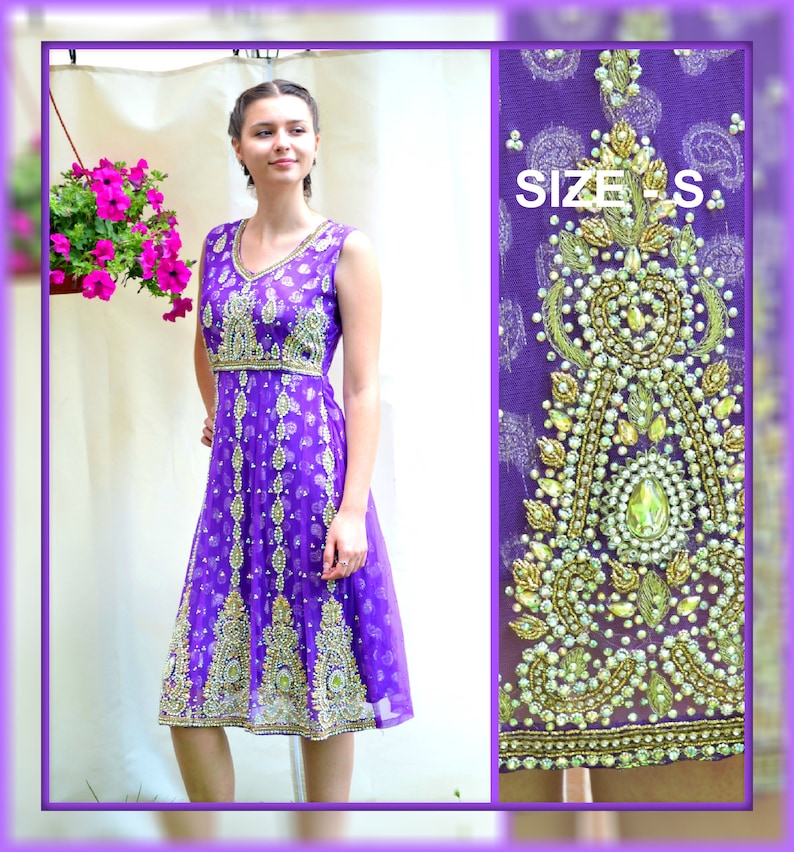 Purple Gold Prom Dress