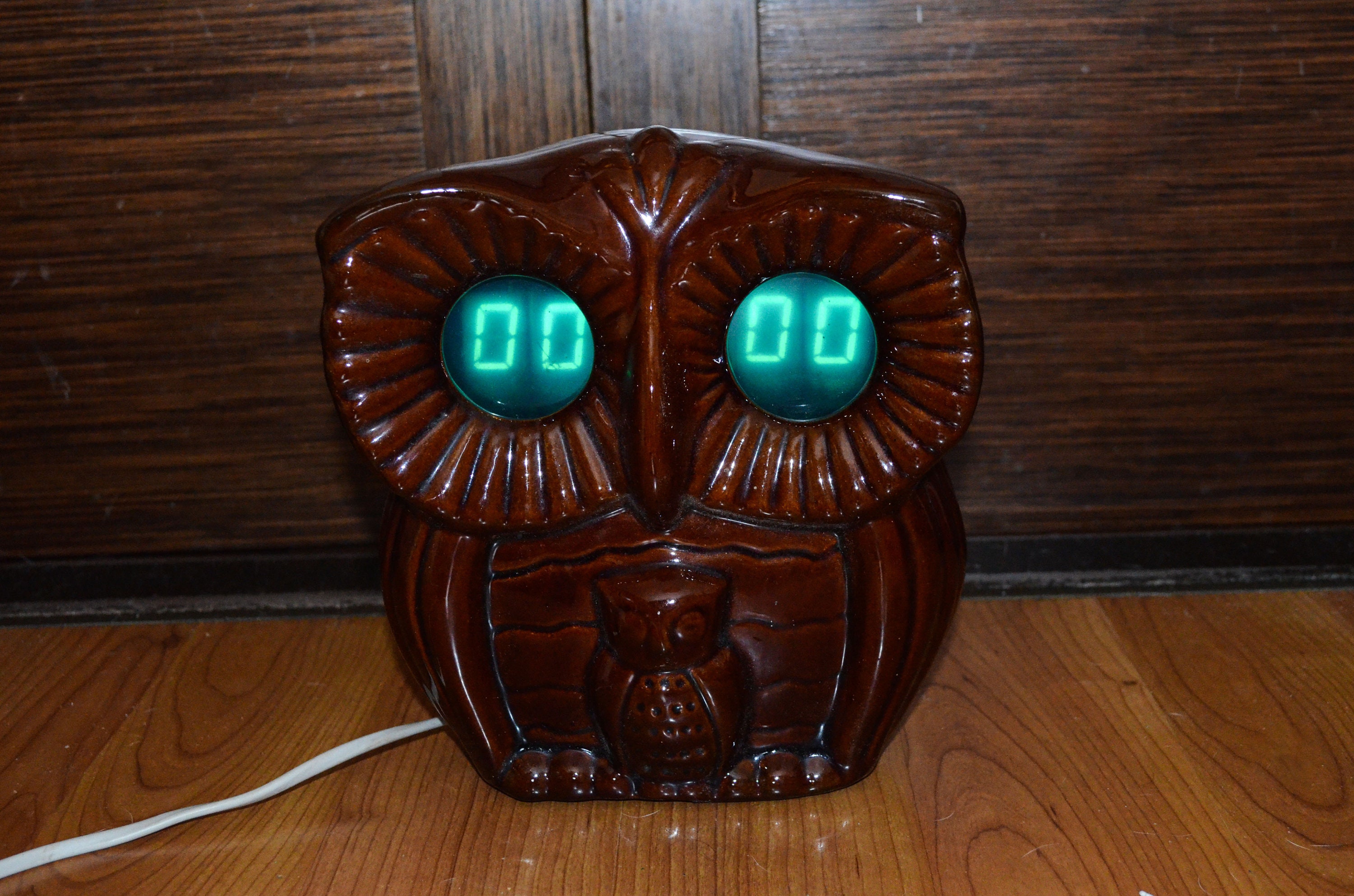 Vintage digital wall clock electric ceramic OWL alarm Etsy
