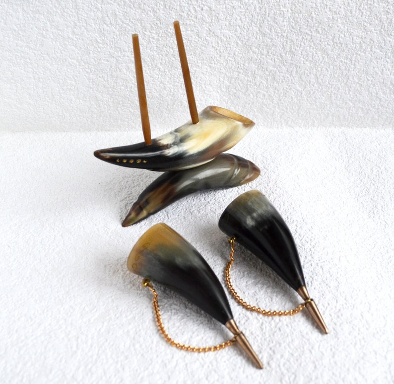 Vintage celtic mead horns with stand viking gift horn cup Etsy