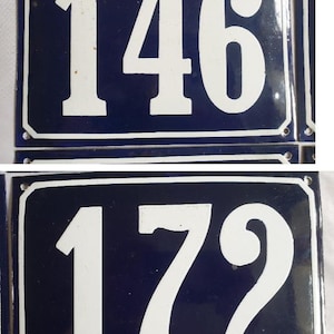 146 & 172 Enamel French House Numbers Plate Blue White for House or Door Number, Vintage Metal Sign Mailbox Address Plaque