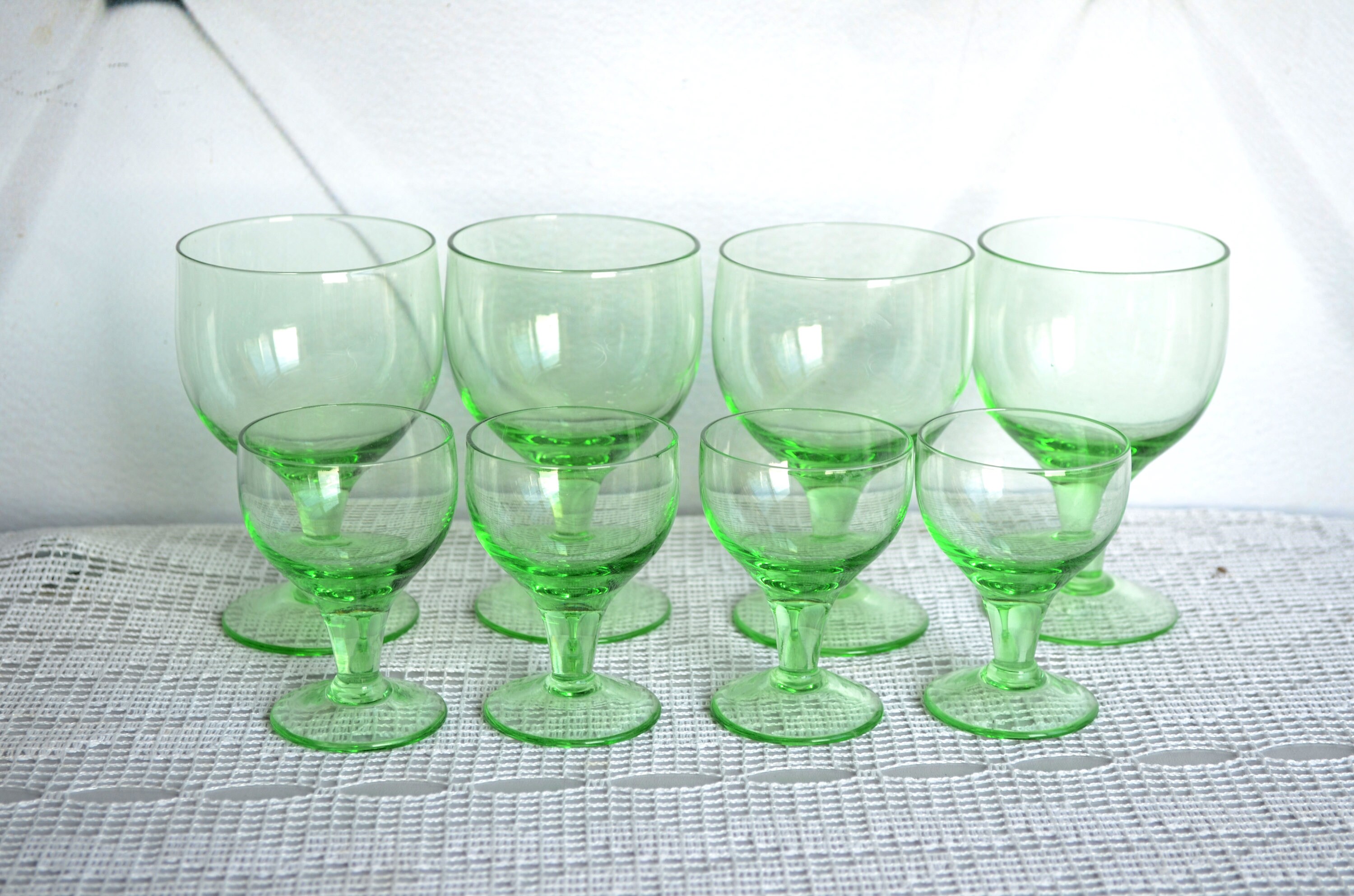 Vintage stemmed glasses Green glass Wine cocktail liqueur Etsy