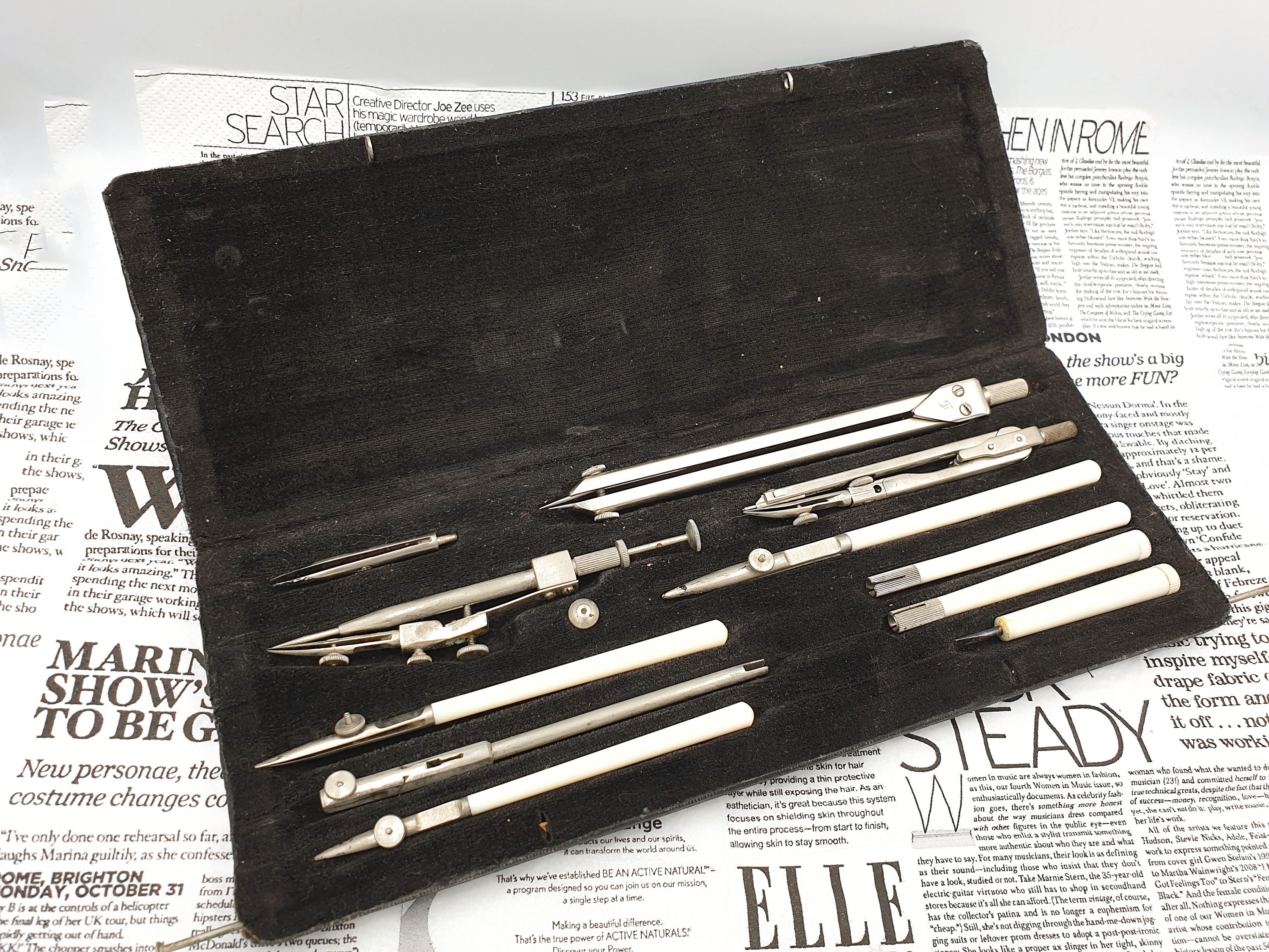 Vintage drafting tools set drawing math compass architect Etsy