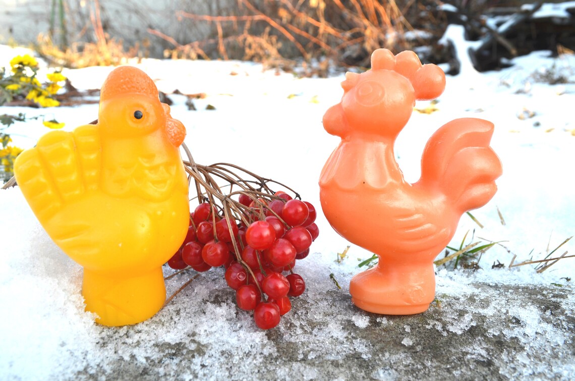 Vintage plastic toy Rooster Chicken Hen figurine new baby Etsy