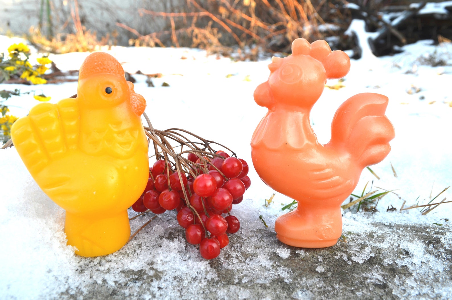 Vintage plastic toy Rooster Chicken Hen figurine new baby Etsy