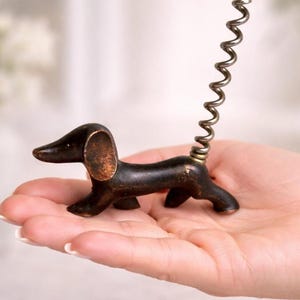 Vintage Brass Corkscrew DOG Figurine Dachshund Wine Bottle Opener, Art Deco Bar Decor, Animal Walter Bosse, Gift for Him Men