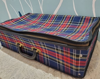 Sac De Voyage Vintage - Toile écossaise, Années 50-60, état D'usage