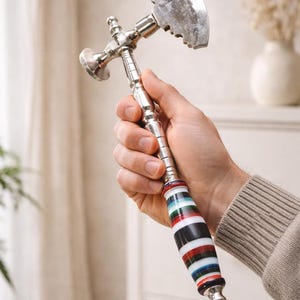Stalen Tomahawk Vleesvermalser Slagersbijl Handgemaakte Dubbelzijdig Hakmes Kleurrijke Hars Handvat Keuken Tool Chopper Gift