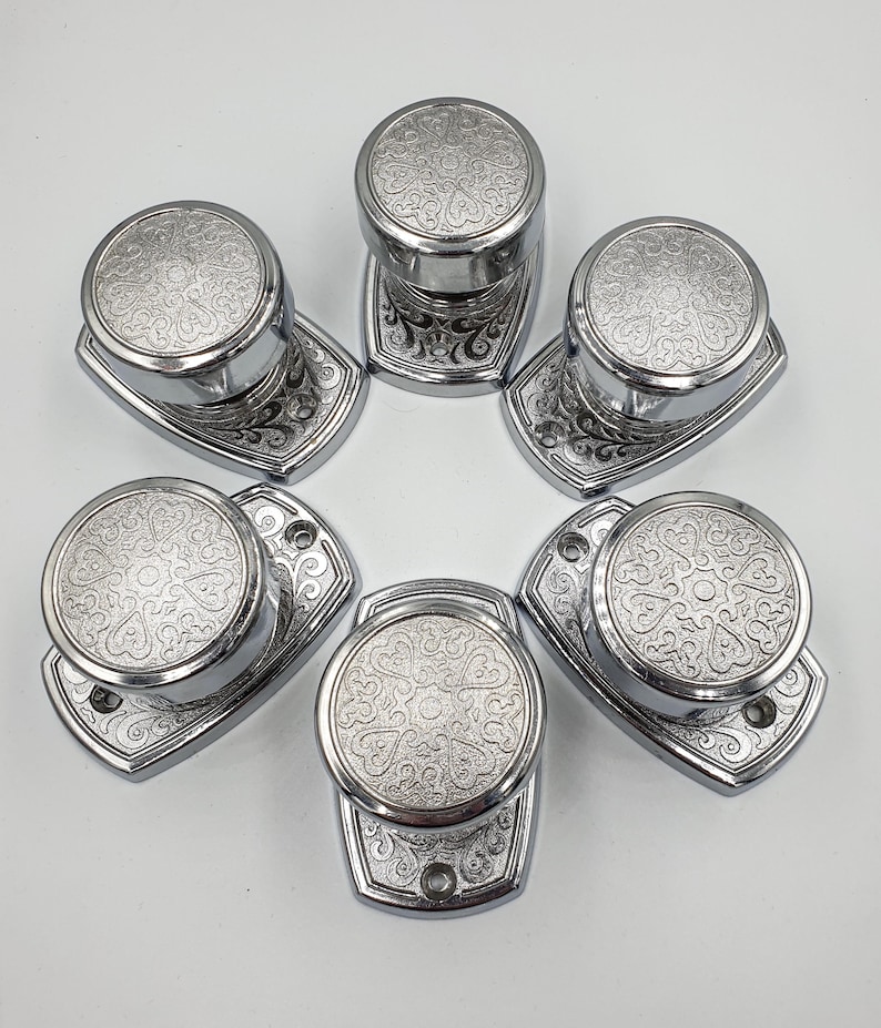 Set 2 Silver Interior Dummy Door Knobs Handles Drawer Pulls, Dresser Modern Chrome Round Knobs, cabin bathroom drawer pull, Vintage Hardware