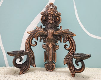 Baroque Two Candles Brass Wall Sconce, Gothic Victorian candle Holder Candelabrum, Ornate Wall Decor,