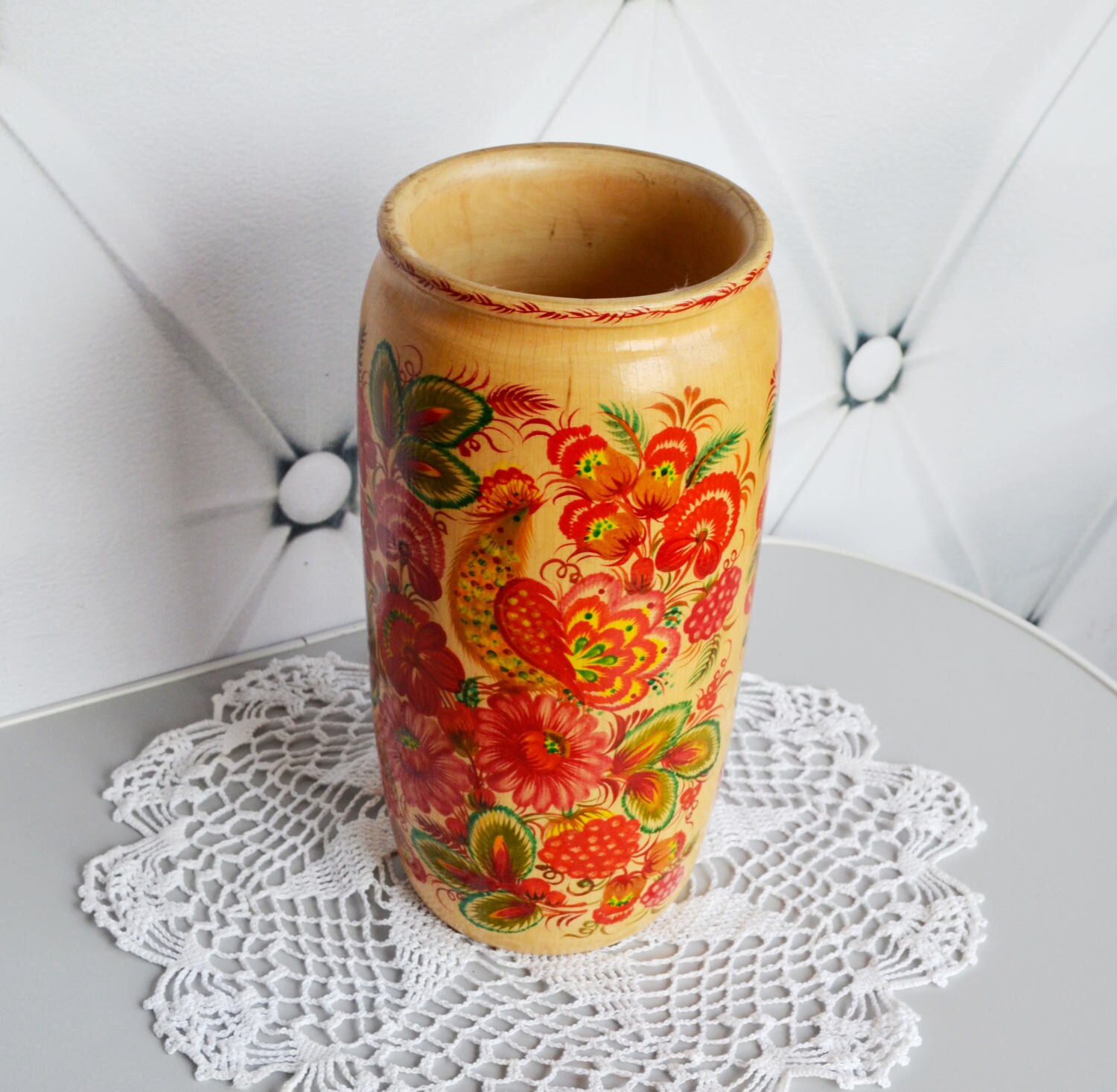 Vintage dried flower vase turned wood decorative Ikebana tall Etsy